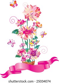 Vector illustration contains the image of flowers