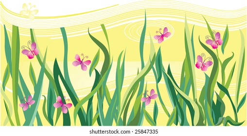Vector illustration contains the image of grass