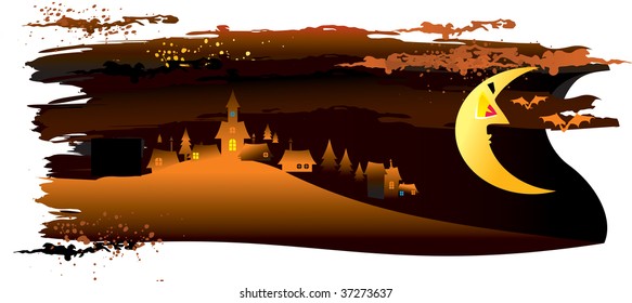 Vector illustration contains the image of Halloween landscape
