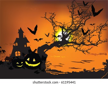 Vector illustration contains the image of Halloween backgroun