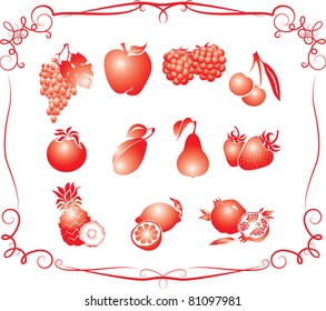 vector illustration contains the image of icon set of various fruit