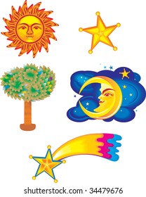 Vector illustration contains the image of  Objects of the nature