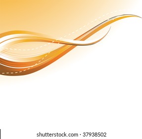 The vector illustration contains the image of orange waves background