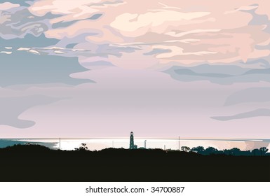 Vector illustration contains the image of seascape