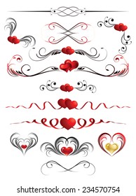 The vector illustration contains the image set of  heart vignette