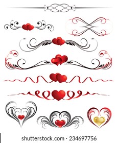The vector illustration contains the image set of  heart vignette