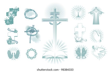 vector illustration contains the image of a set of religious symbols of Easter