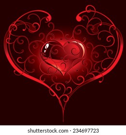 The vector illustration contains the image of valentines heart