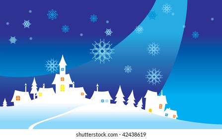 Vector illustration contains the image of winter landscape