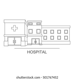 Vector illustration with contemporary multistorey hospital