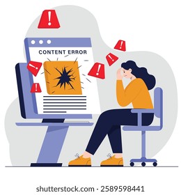 Vector illustration of content error concept. Illustration for the website, landing page, mobile app, poster, and banner. Trendy flat vector illustration