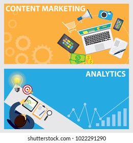 Vector illustration. Content Marketing analytics business concept design