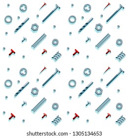 Vector illustration of the contents of a builder toolbox. Household tools arranged in a pattern. Tools of a handyman for business card, master class flyer, banner, web and print designs.