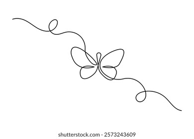 Vector illustration continuous Butterfly one line drawing