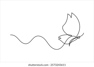 Vector illustration continuous Butterfly one line drawing