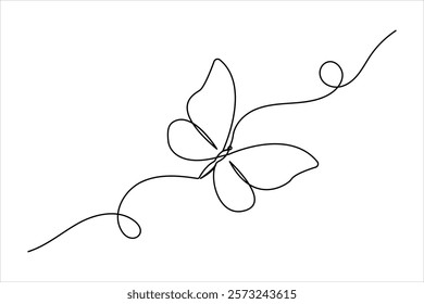 Vector illustration continuous Butterfly one line drawing