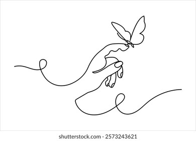 Vector illustration continuous Butterfly one line drawing