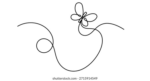 Ilustração de vetor contínua Borboleta desenho de uma linha. contorno borboleta desenhado à mão design vetor