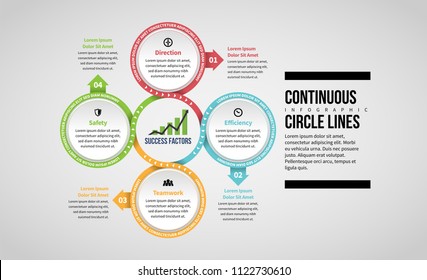 Vector illustration of Continuous Circle Lines Infographic design element.