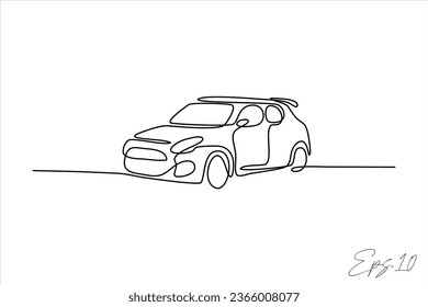 vector illustration continuous line art drawing of car