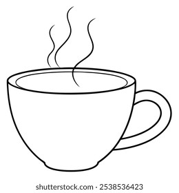 Vector illustration continuous line drawing of cup of coffee. isolated of  white background