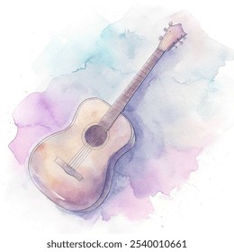 Ilustração vetorial de desenho em linha contínua de violão acústico sobre fundo branco