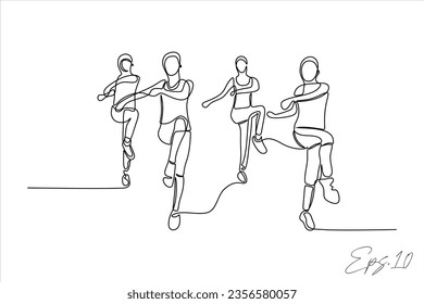 vector illustration continuous line of gymnastic sport woman