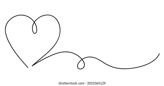 Vector illustration. A continuous line. Heart. Abstraction.