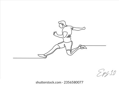 vector illustration continuous line of male sport high jump