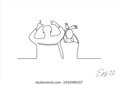 vector illustration continuous line of people encouraging