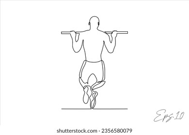 vector illustration continuous line of sports men hanging