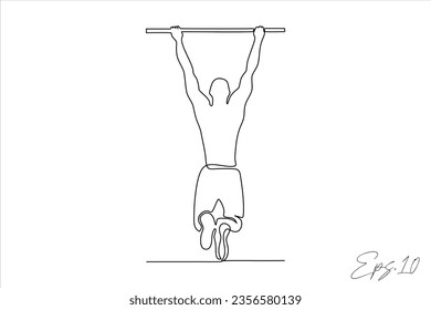 vector illustration continuous line of sports men hanging