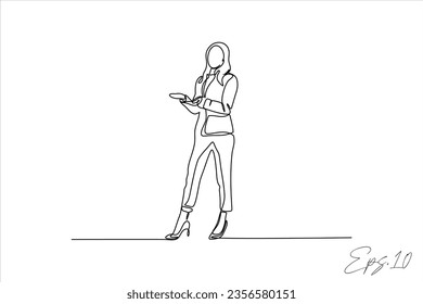ilustración vectorial línea continua de empresaria elegante