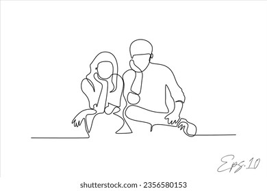 ilustración vector línea continua dos parejas sentadas