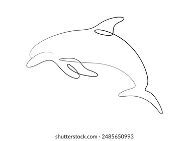 Vector illustration of continuous one line drawing dolphin