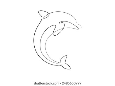Vector illustration of continuous one line drawing dolphin