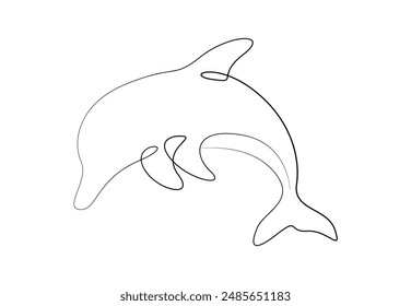 Vector illustration of continuous one line drawing dolphin
