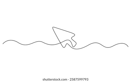  vector illustration continuous single line drawing of cursor arrow icon. One line art cursor arrow. 
