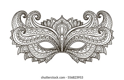 vector, illustration, contor, mask, holiday, carnival, masquerade, Mardi Gras, coloring page