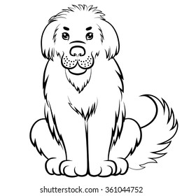 Vector illustration of contour big furry dog