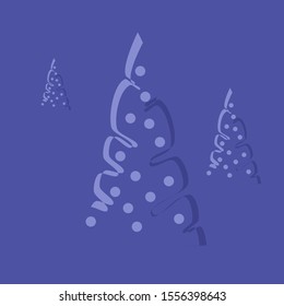 Vector illustration contour of christmas tree in violet colors.