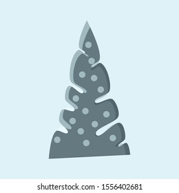 Vector illustration contour of christmas tree.