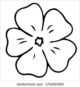 Ilustración vectorial. Contorsión de adorable elemento de una sola flor aislado en blanco. Signo floral de primavera o verano. Clásico de doodle dibujado a mano para diseño de bodas, logotipo y tarjeta de saludo. 