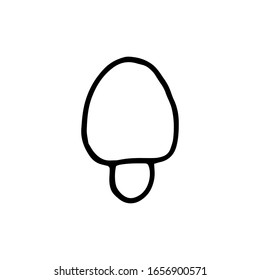Vector illustration. Contour of forest mushroom isolated on white background. Hand drawn simple doodle clipart. Autumn or occult element. 