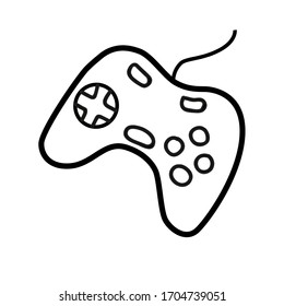 Vector illustration.  Contour of game joystick isolated on white. Hand drawn clipart. Picture in a trendy minimalism style.