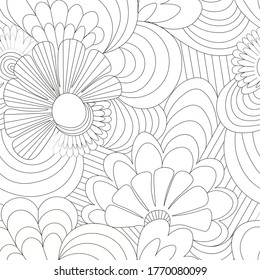 ilustración vectorial. antiestrés por coloración de flores sin fisuras