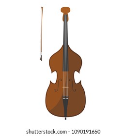 Vector illustration of a contrabass in cartoon style isolated on white background