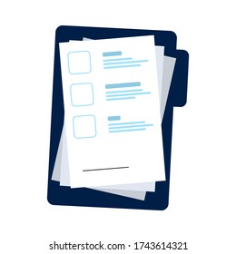 Vector illustration of contract documents folder with stamp and text with signature