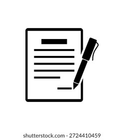 Ilustración vectorial del icono del contrato sobre un fondo blanco.