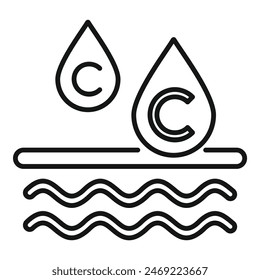 Vector illustration of contrasting water temperature with hot and cold droplets